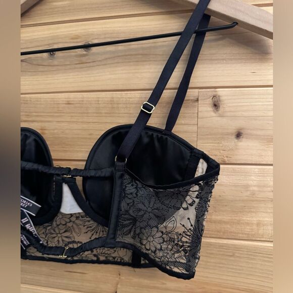 NWT Victorias Secret Size 34C Underwire Embroidered Metallic Push Up Bustier Bra - Picture 5 of 14